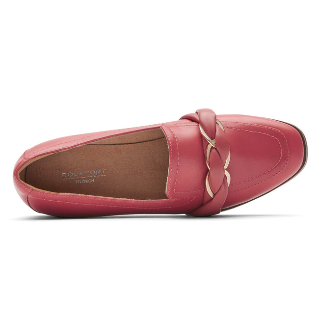 Women Rockport Susana Woven Chain Slip Ons Red | 0182-WHDGE